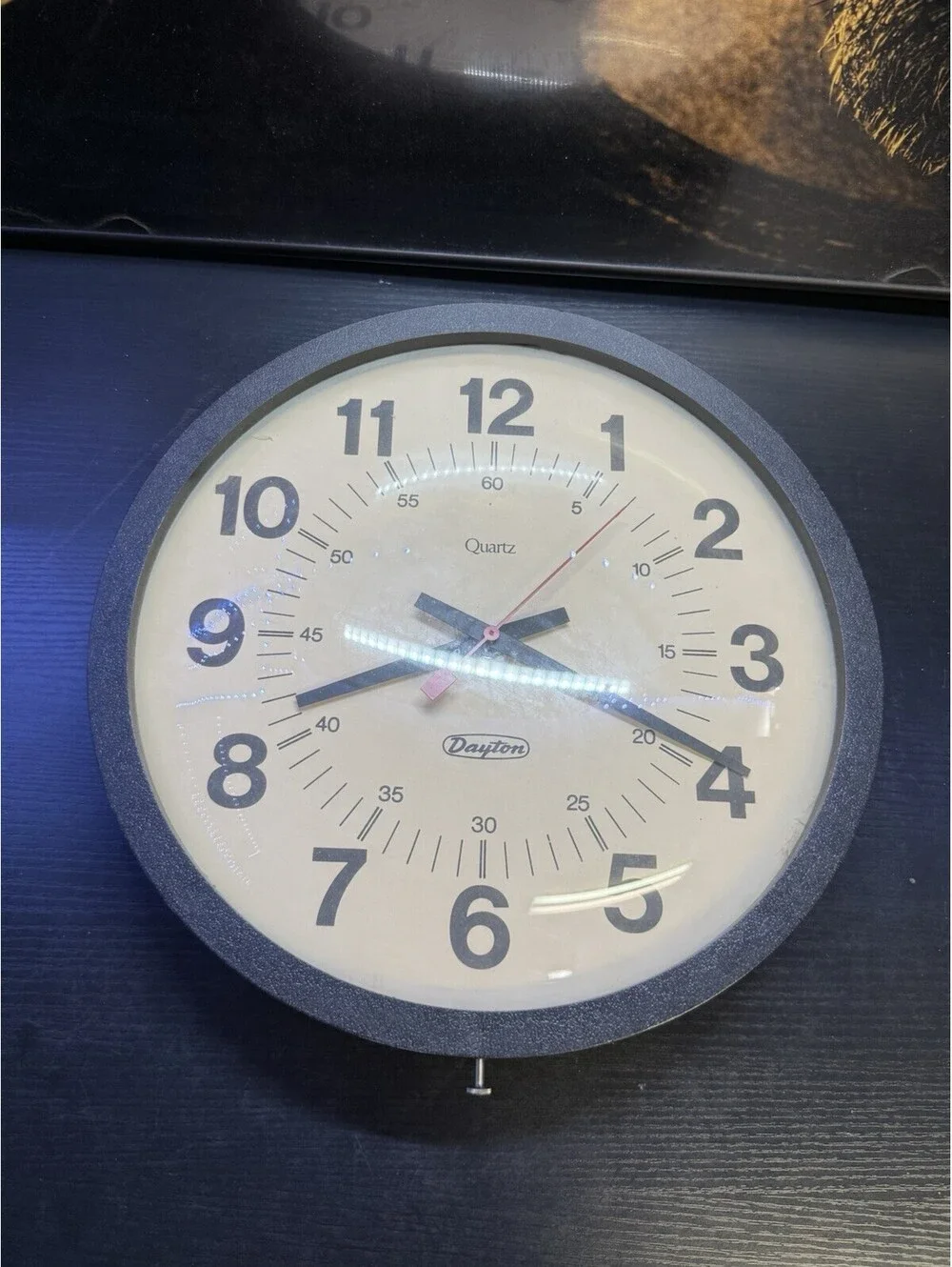Vintage Dayton 14” Industrial School Wall Clock Quartz Model 5H495B